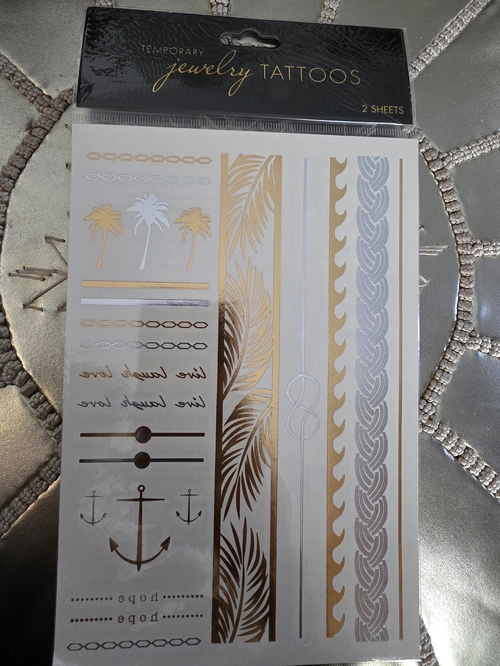 Temporary Jewelry Tattoos - Gold & Silver Metallic Sheet